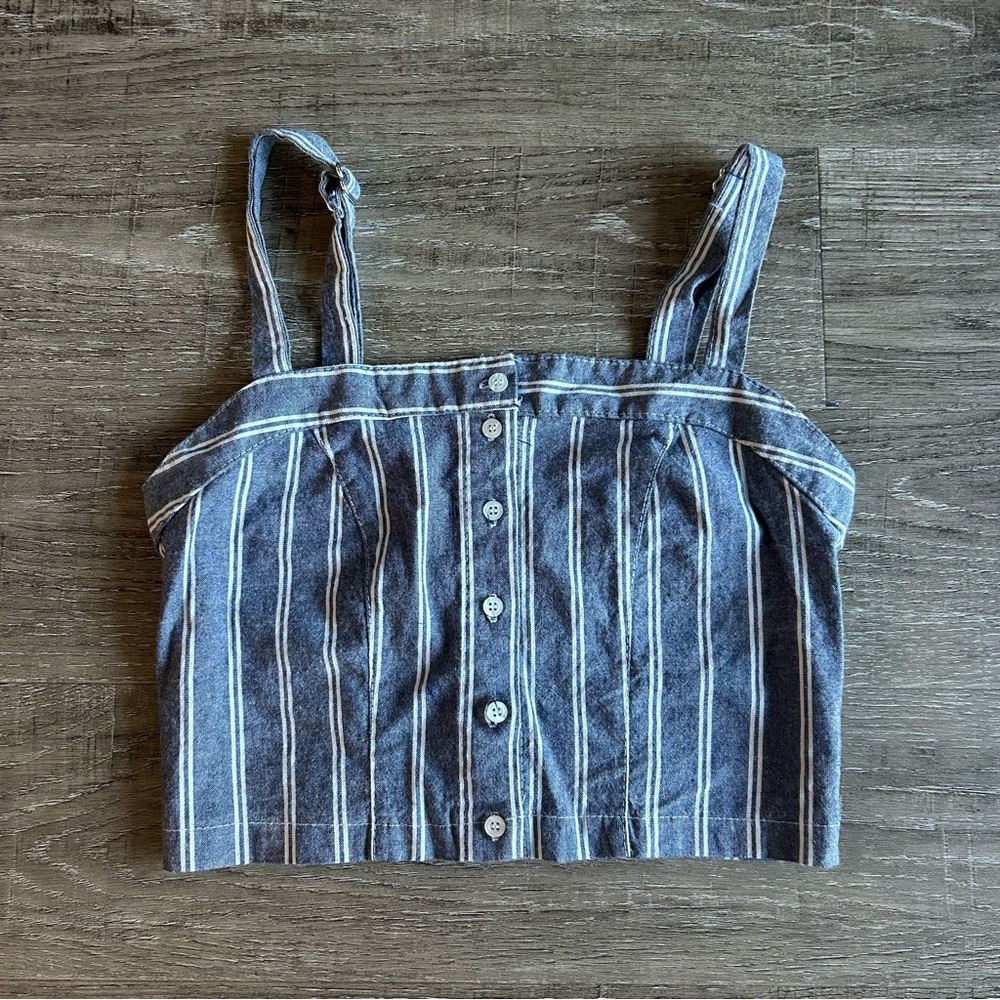 Brandy Melville Striped Tank Top Blue and White Stripe crop top Denim Crop Top